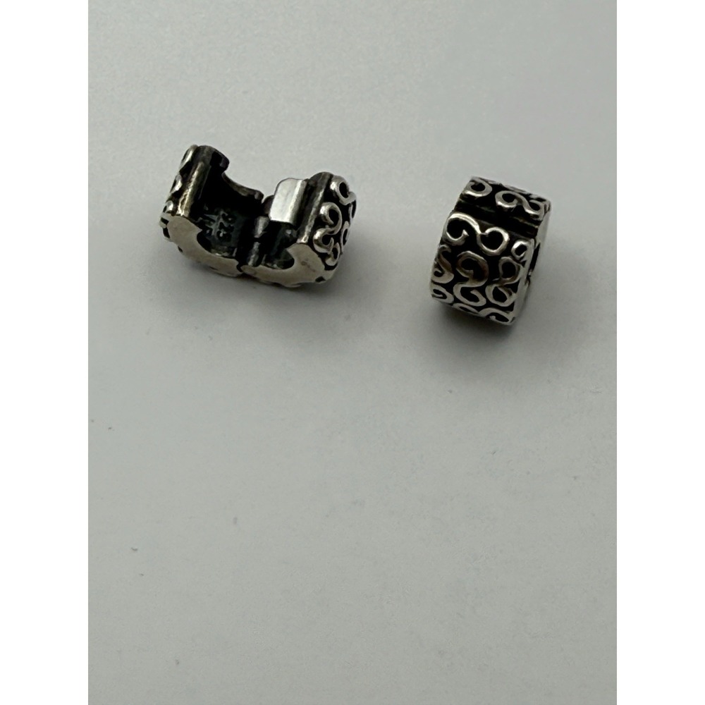 PAIR(2) OF PANDORA 925 ALE STERLING SILVER BRAIDED CLIP CHARMS - Picture 4 of 4